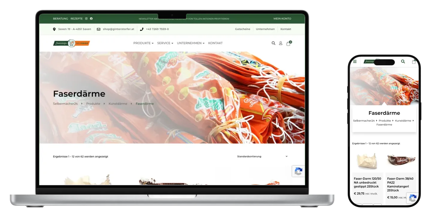 Selbermacher24-Kategorie Faserdärme auf MacBook und iPhone, mobil auf iPhone