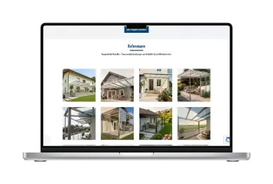 Animierte Terrassenreferenzen auf MacBook und statisches Gscheites Handwerk auf iPhone