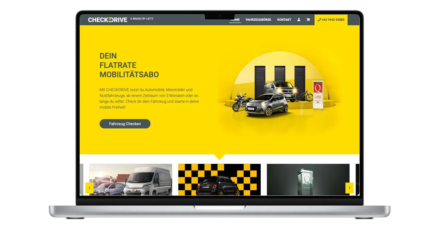 Checkdrive-Startseite auf einem MacBook