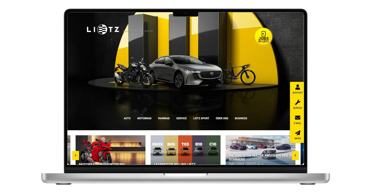 Lietz-Startseite auf einem MacBook