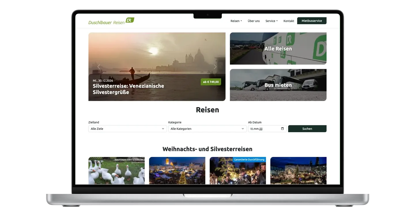 Duschlbauer-Reiseangebot auf einem MacBook