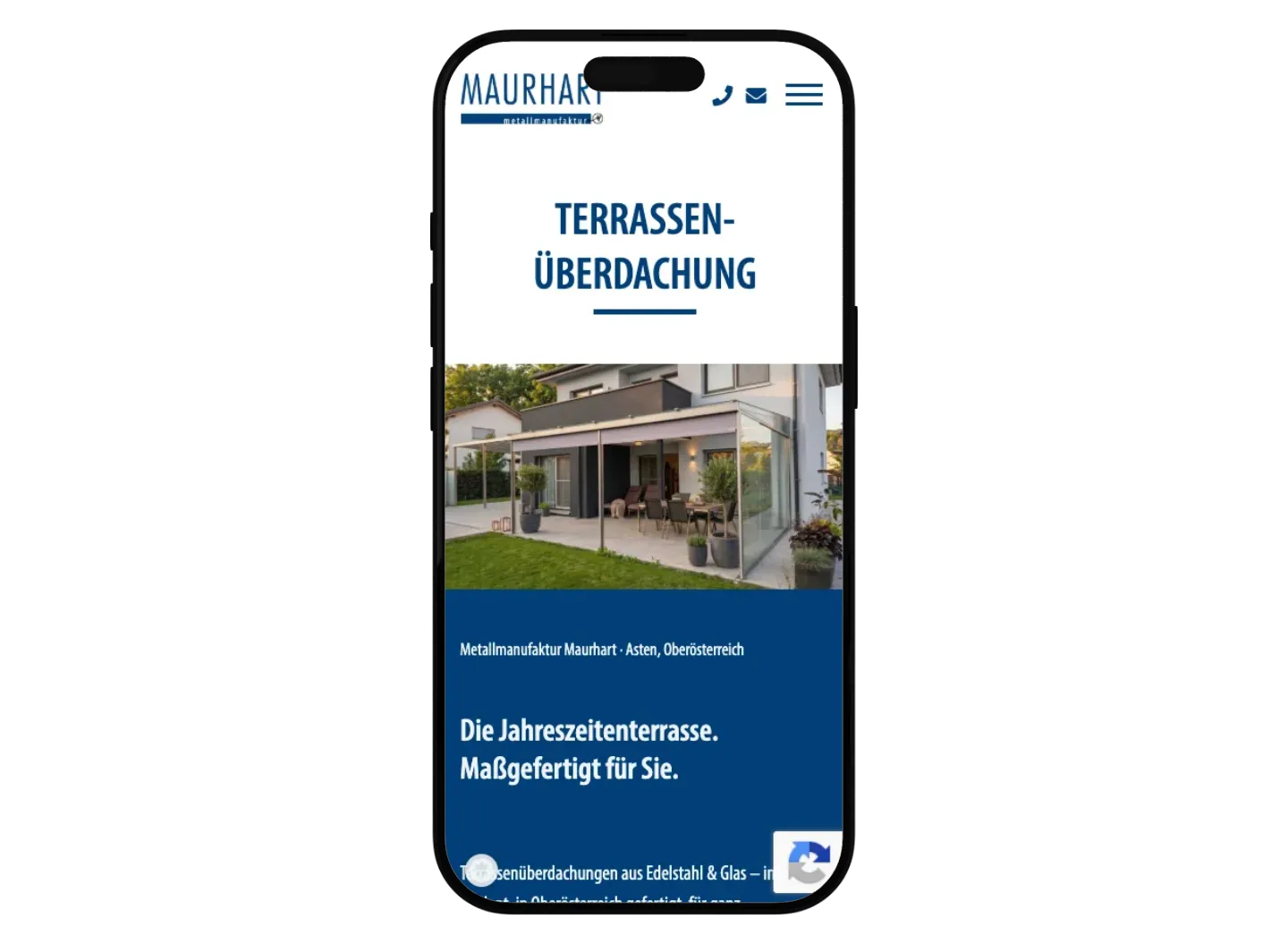 Maurhart-Terrassenüberdachungen auf dem iPhone